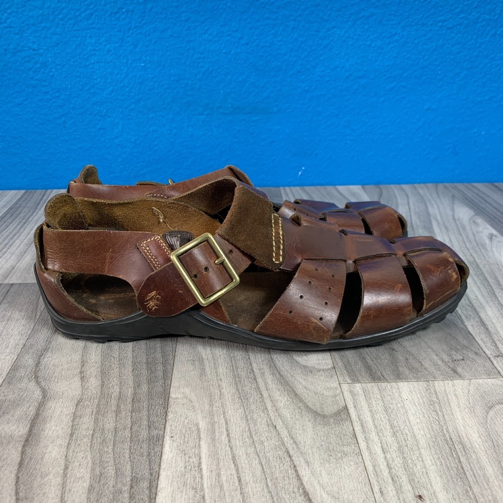 Cole Haan Brown Mens Size 10.5 M Leather Fisherman Sandals Cage Comfort Casual